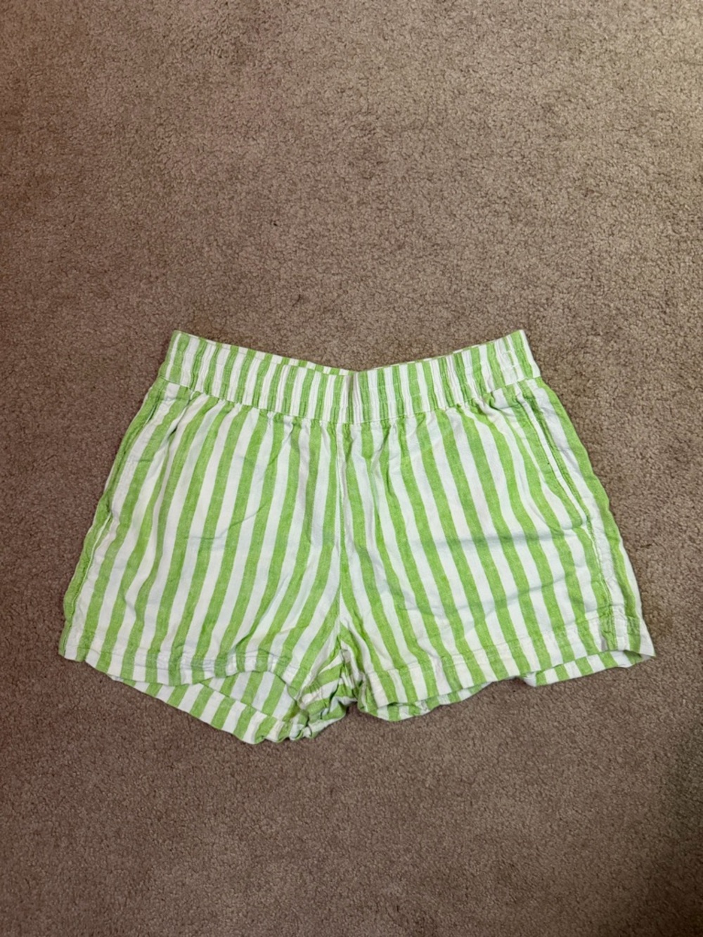Linen Green Stripe Women's Shorts